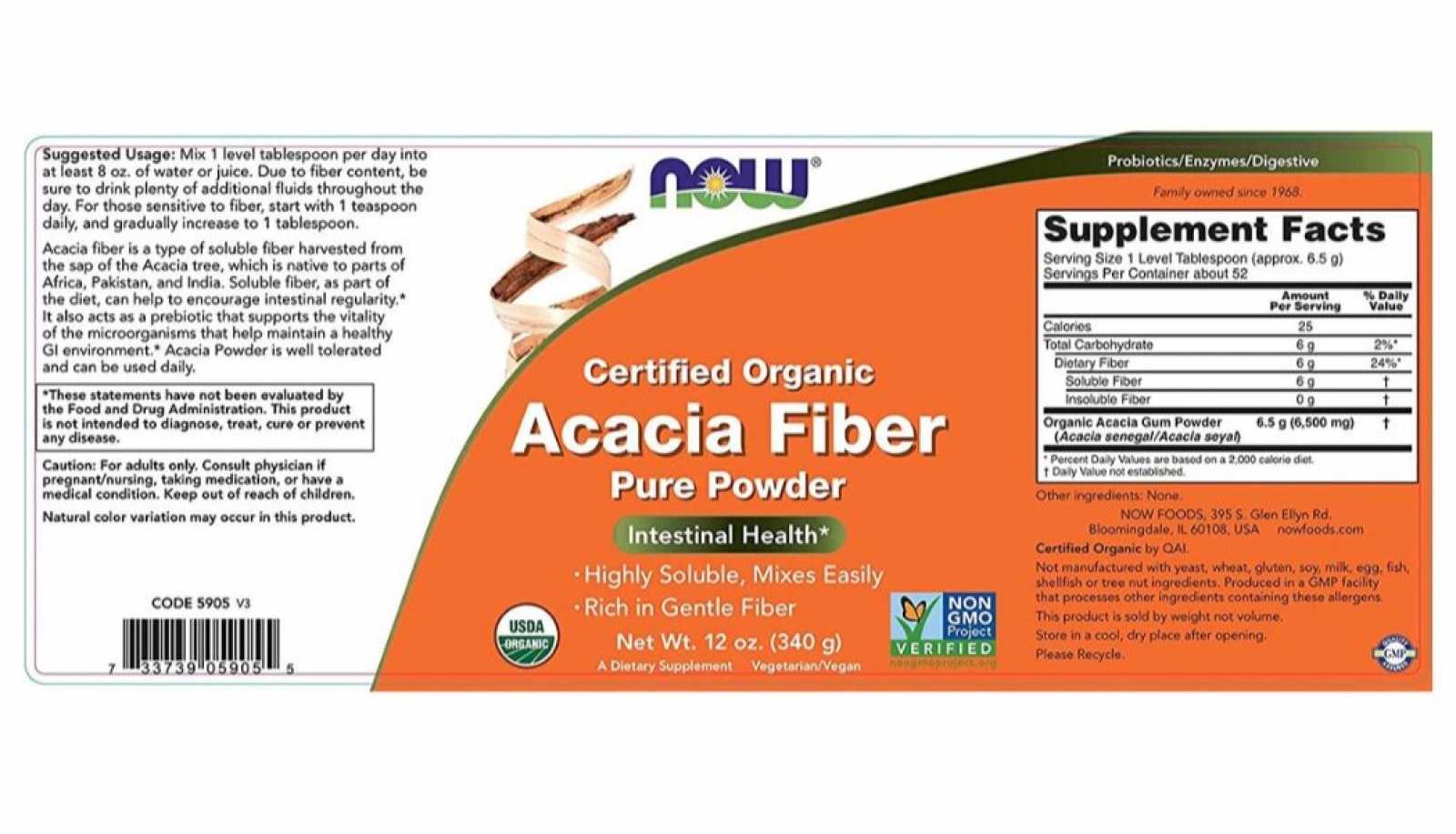 NOW Foods Fibra de Acacia 340g