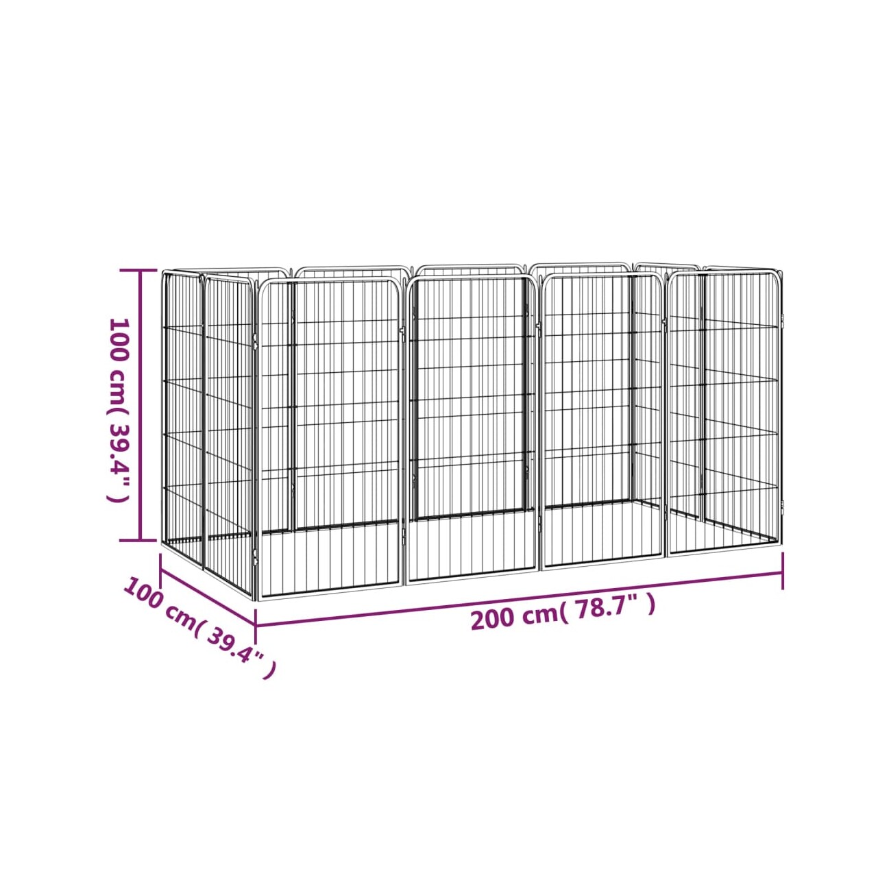 VidaXL Hunde Laufstall Stahl Pulverbeschichtet Freilaufgehege mehrere Auswahl 2 m, 1 m, 1 m