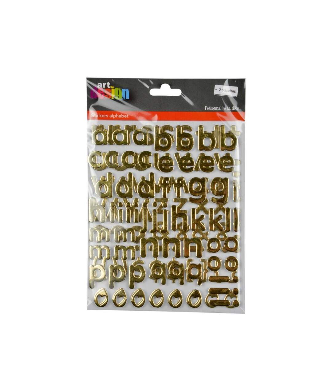 Paris Prix - Lot De 2 Planches De Stickers alphabet 2cm Or