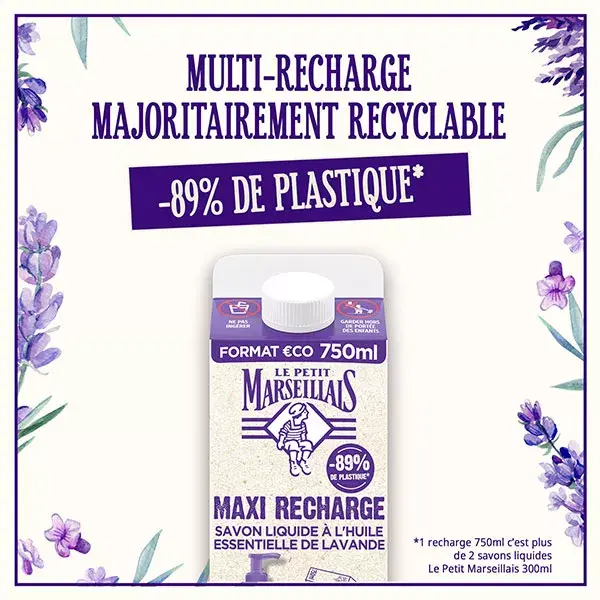Le Petit Marseillais Sabonete Líquido Puro com Óleo de Lavanda Maxi Recarga 750ml