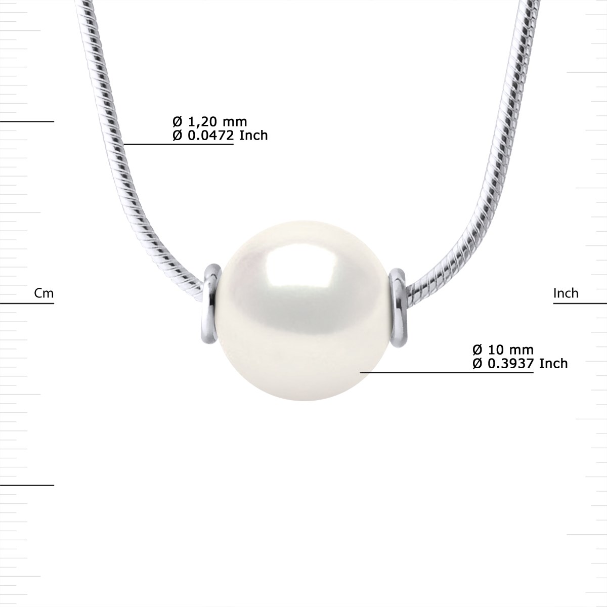 Collier Perle d'Eau Douce Ronde 10-11 mm Noire Blanche Serpentine Argent 925