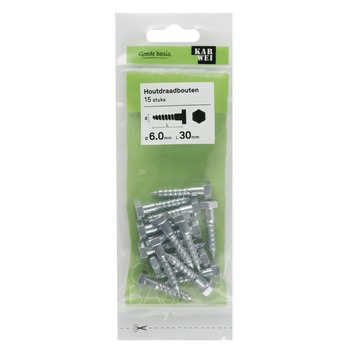 KARWEI houtdraadbout M6x30 mm 15 stuks