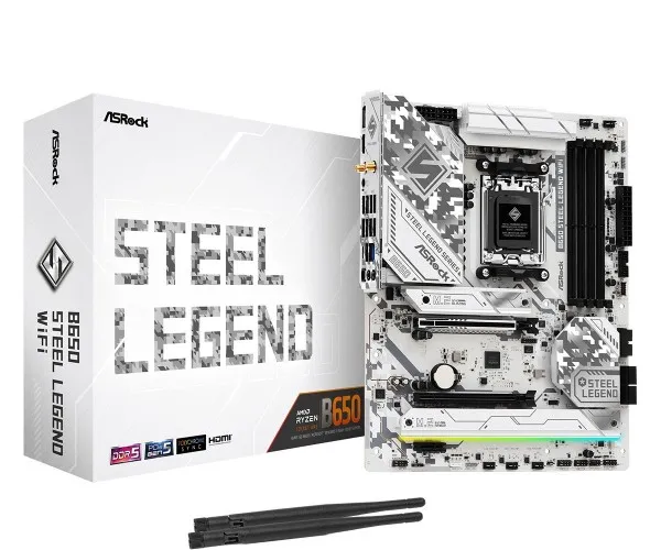 ASRock B650 Steel Legend WiFi - Bundkort - ATX - Socket AM5 - AMD B650 Chipset - USB-C 3.2 Gen 2x2, USB 3.2 Gen 2, USB-C 3.2 Gen 1, USB 3.2 Gen 1 - 2.5 Gigabit LAN, Wi-Fi 6E, Bluetooth - onboard grafik (CPU påkrævet) - HD Audio (8-kanaler)