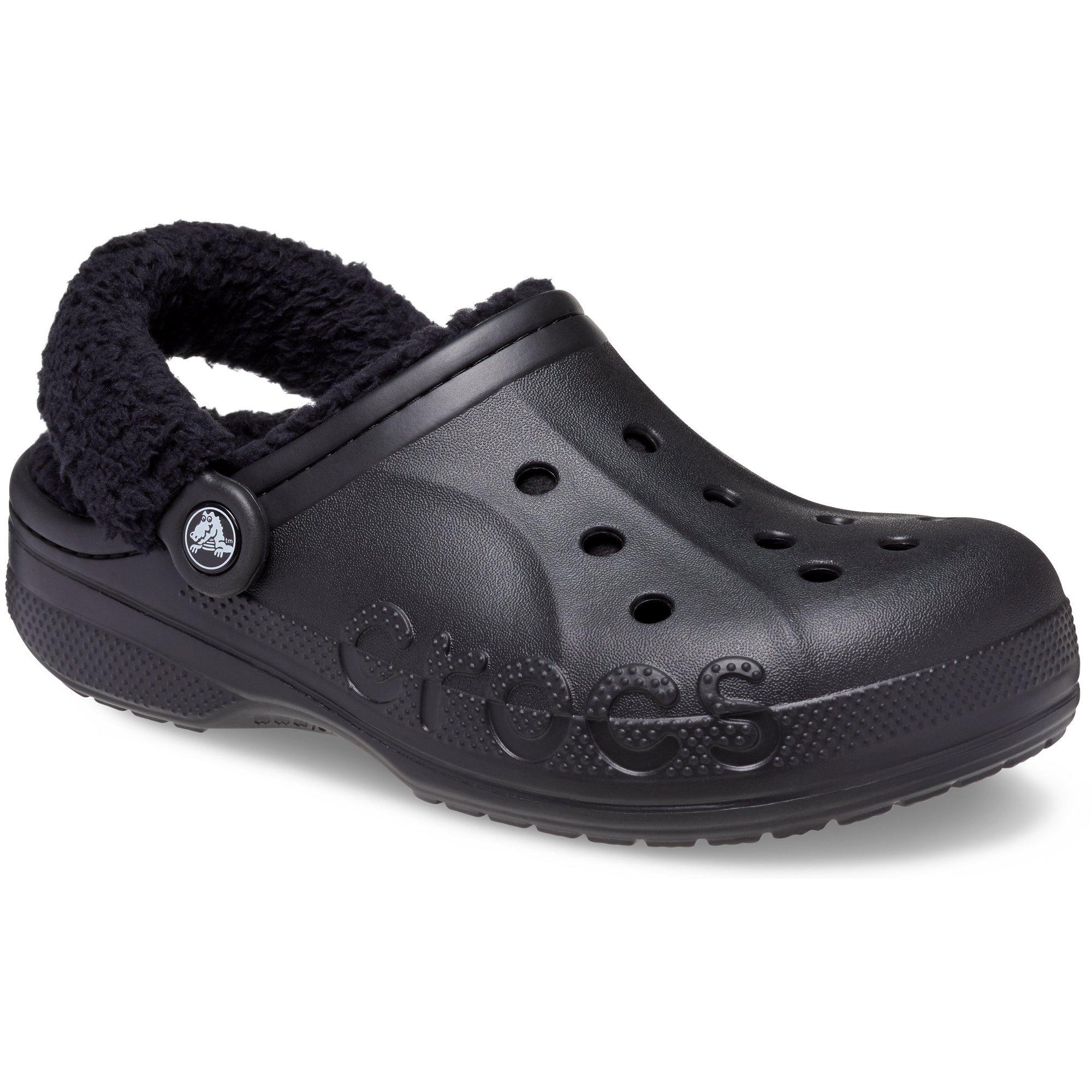 Crocs Baya Lined Fuzz Strap Clogs Womens
