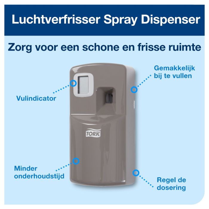 Tork 256055 Luchtverfrisser Spray Dispenser Grijs A1 Snel Vulbaar Elevation Lijn (256055)