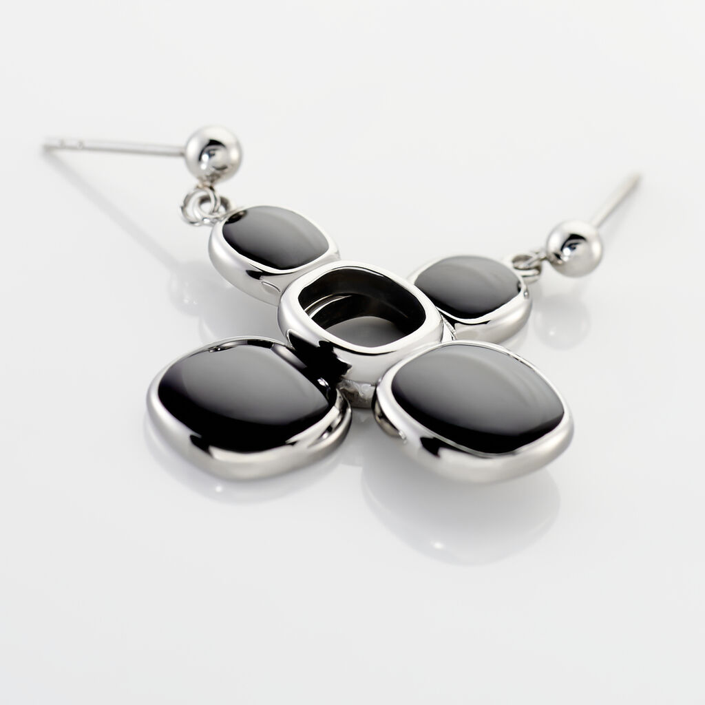 Boucles D'oreilles Pendantes Hatayi Acier Blanc