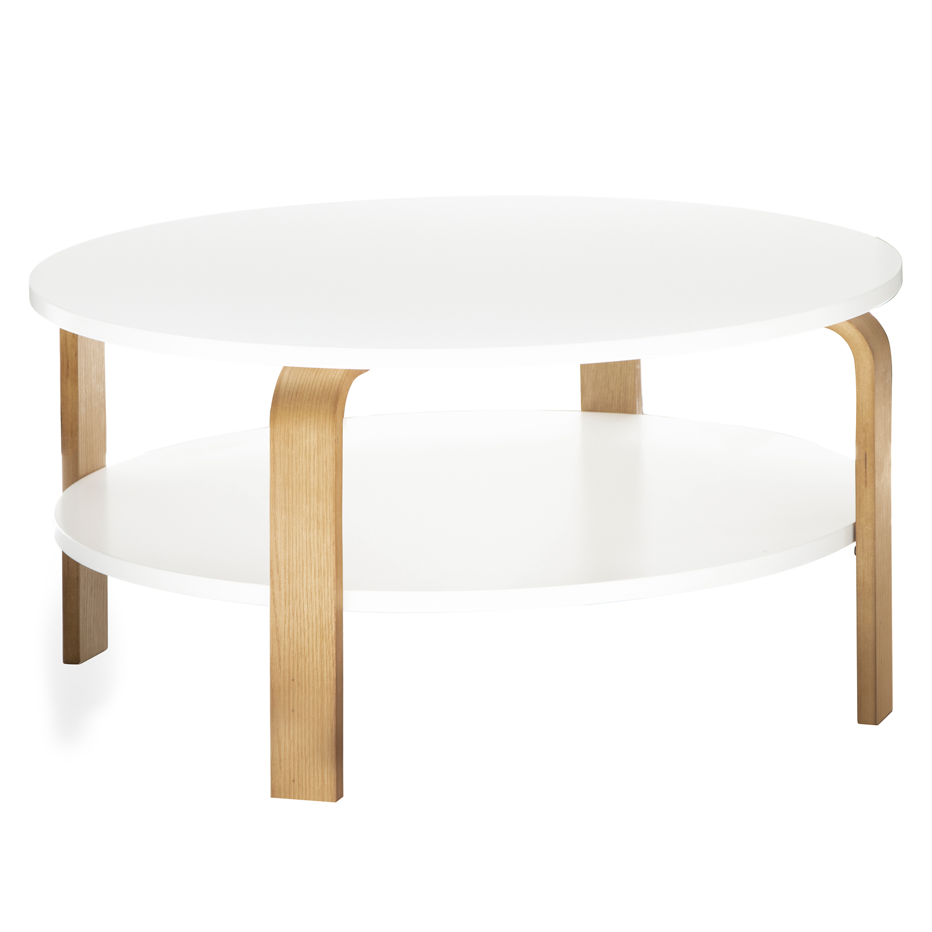 Couchtisch - weiß - Artisan Eiche - Ø 80 cm