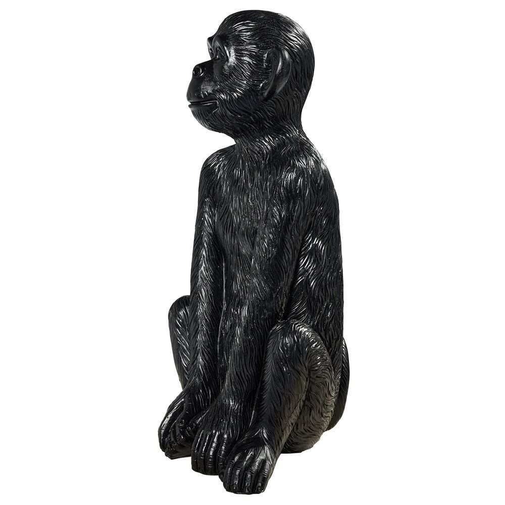 Singe assis déco à poser en résine noir