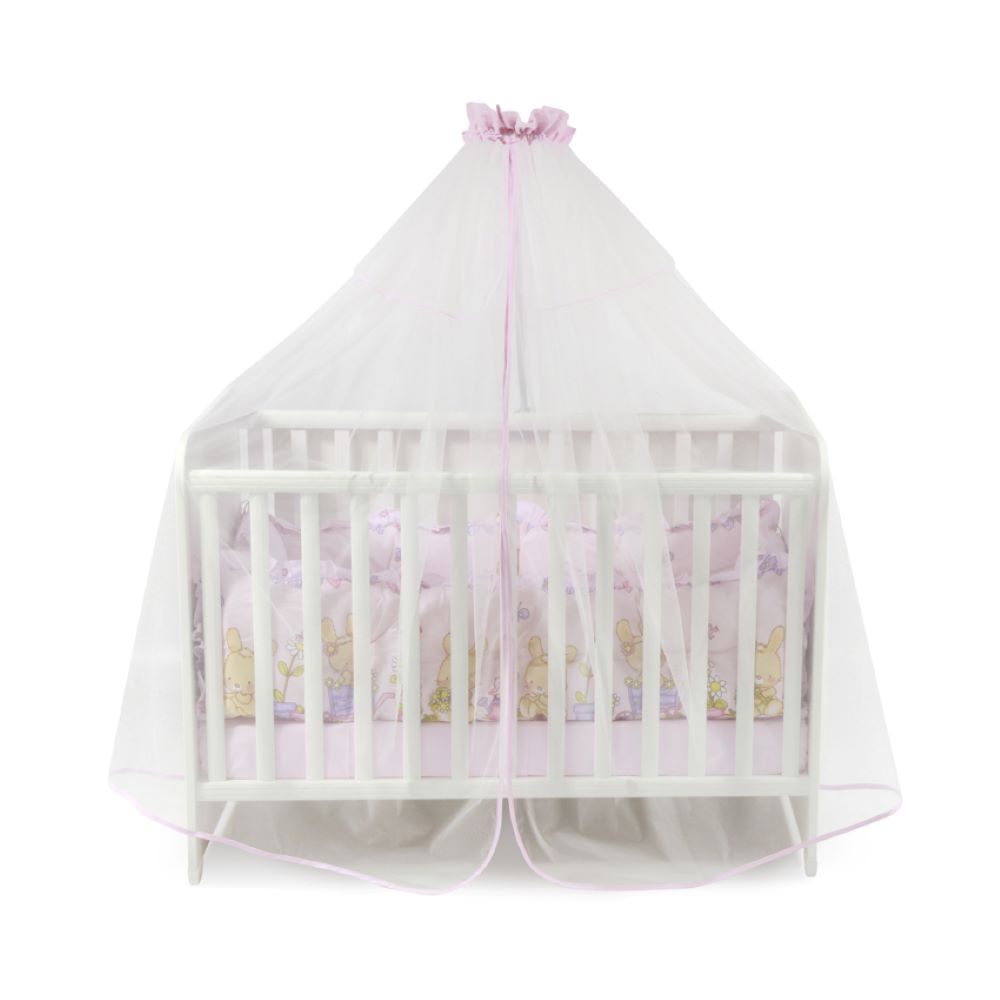 Lorelli Babybetthimmel, Baldachin 480 x 150 cm Insektenschutz Babybett Laufstall rosa