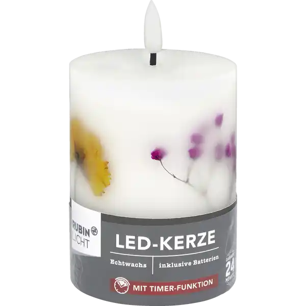 LED Kerze 3D Flamme Trockenblumen 10 cm
