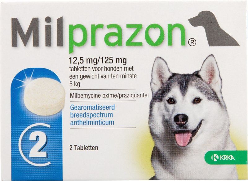 Milprazon - Ontwormingsmiddel - Grote Hond - 12,5 mg - 2 x 4 Tabletten