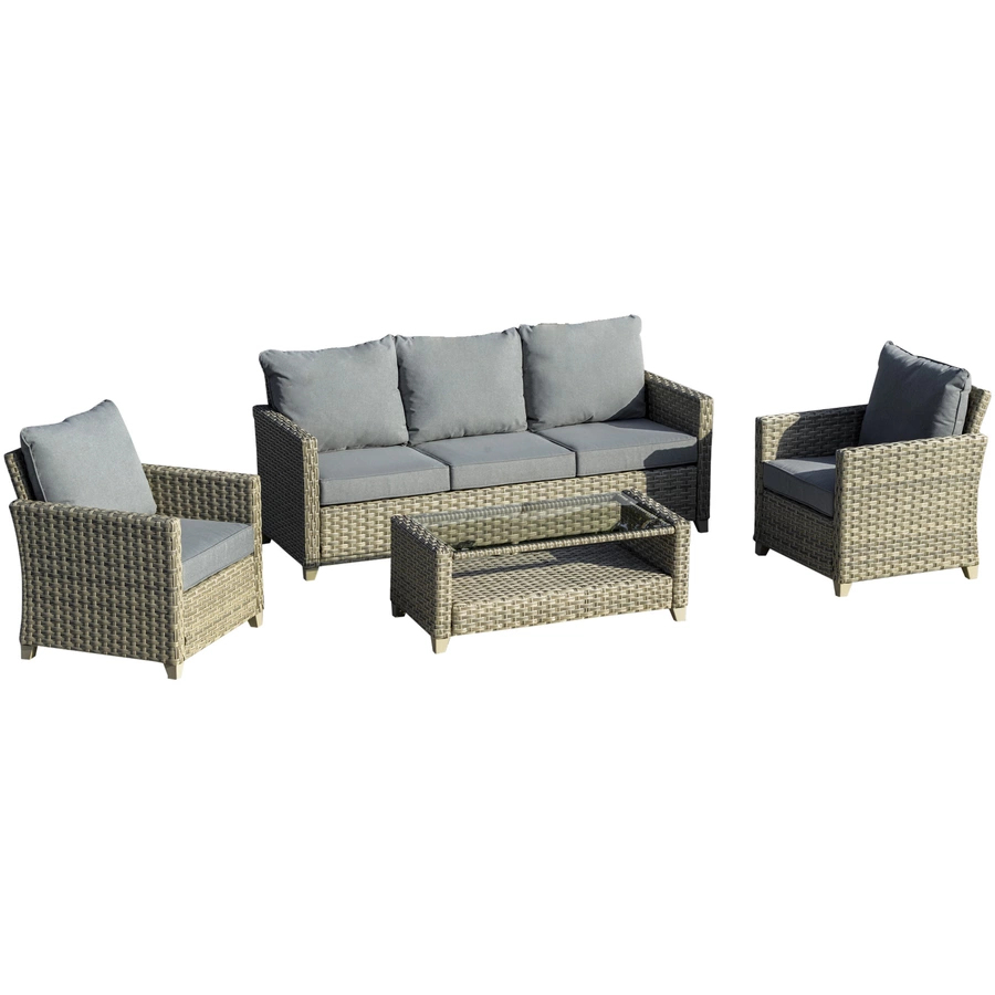 Outsunny Gartenmöbel Set mit Couchtisch bunt
