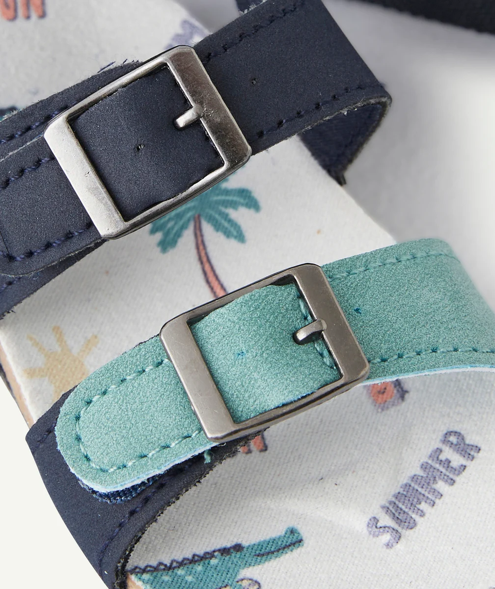 CHAUSSONS BÉBÉ STYLE SANDALES BLEU MARINE AVEC SEMELLE IMPRIMÉE