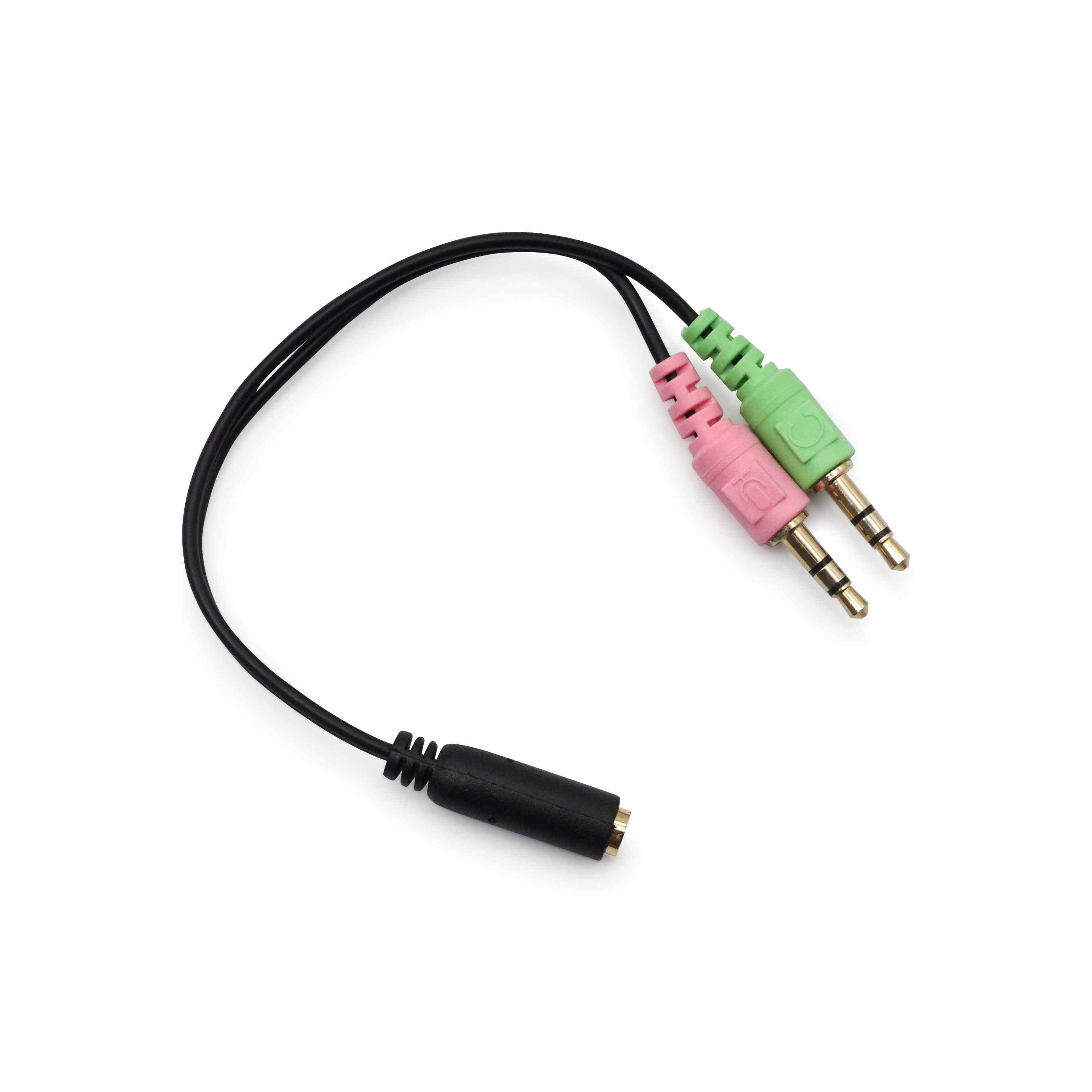(20cm) Y-Splitter 3.5mm Klinke Headset Stereo Adapter Stecker - Schwarz