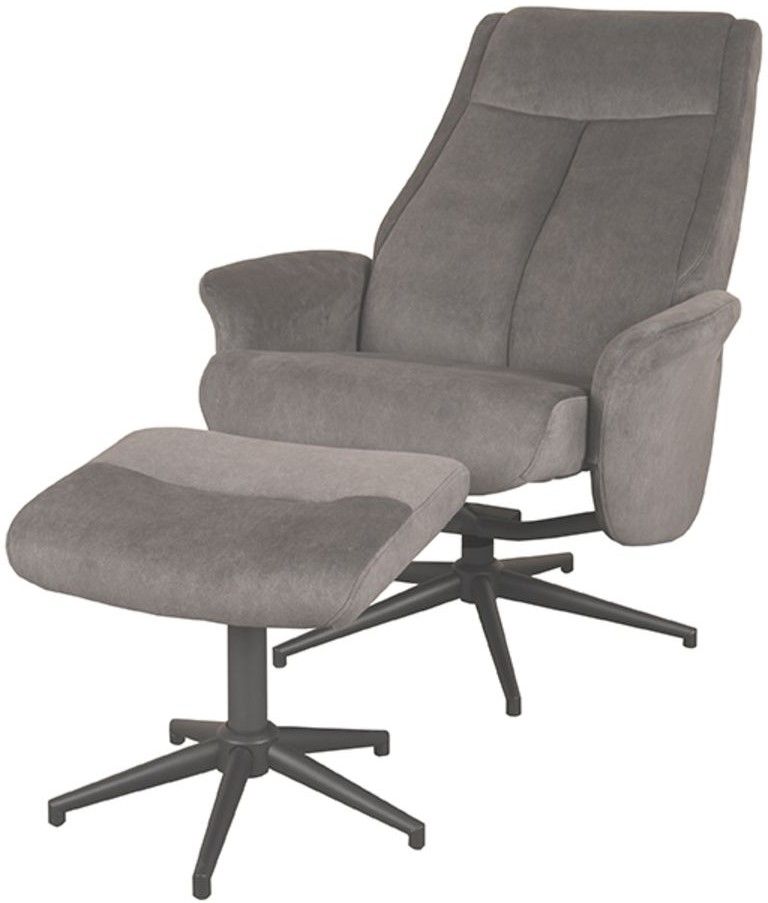 Relaxfauteuil met hocker Antraciet Cosmo CH-73.024 Bergen B77 x D76 x H105 cm