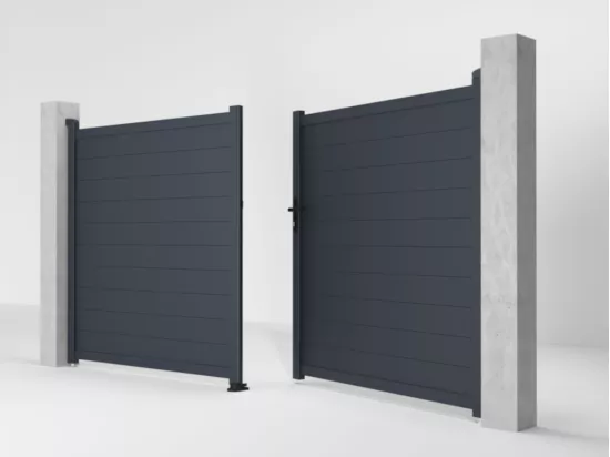 Portail électrique battant aluminium plein L355 x H181 cm anthracite - NAZARIO