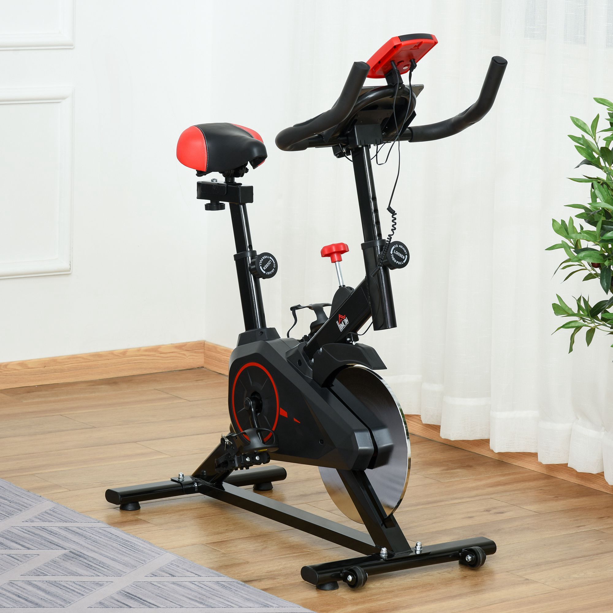 HOMCOM Fitnessfahrrad mit LCD-Monitor schwarz 102 x 47 x 104 cm (LxBXH)