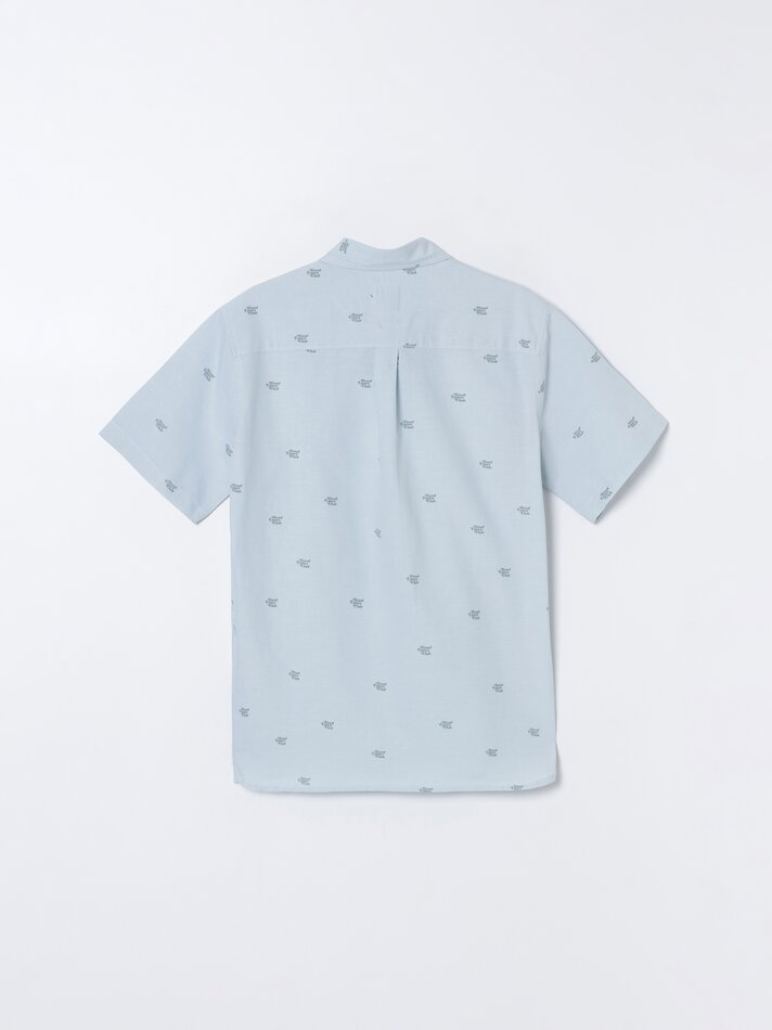 Camisa Oxford estampada de manga curta - Verde Água