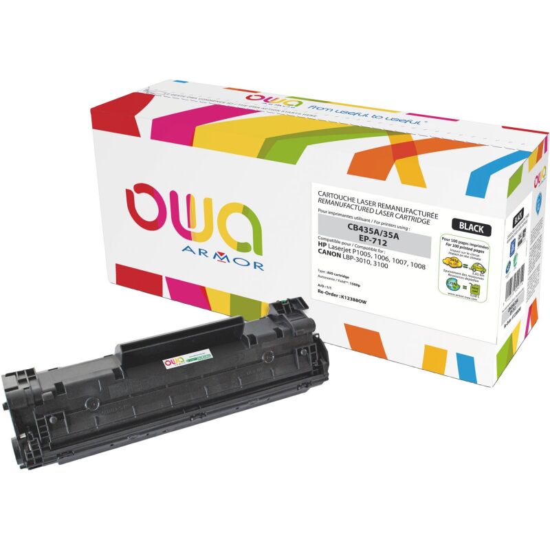 Toner Owa compatible HP 35A-CB435A noir pour imprimante laser
