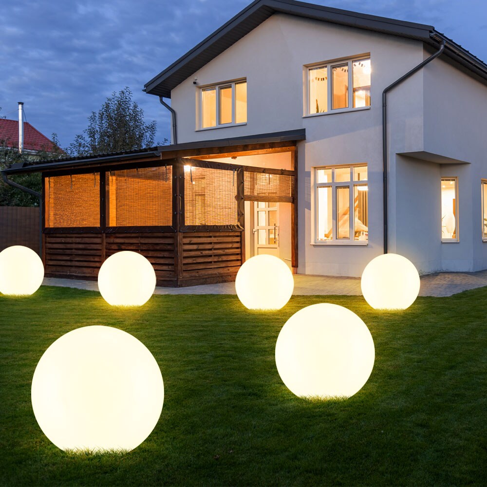 6x LED Solarleuchte, Kugel weiß, DM 20 cm, H 62 cm