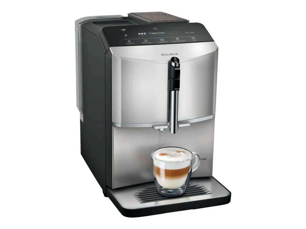 Siemens EQ.300 TF303E07 - Automatisk kaffemaskine med mælkeskummer - 15 bar - inox sølv metallisk/sort