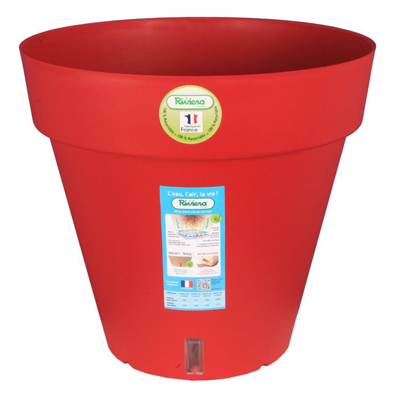 Pot Loft Réserve d'eau Polypropylène 100% recyclable Rouge Ø20xH.18cm