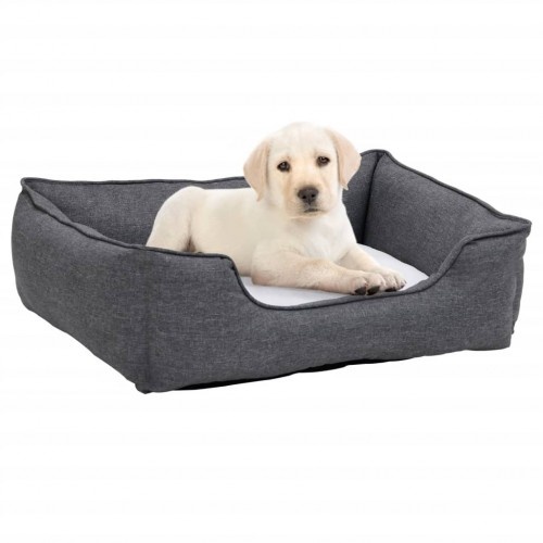 Sofá retangular acolchoado para cães Vidaxl com almofada cinza e branca