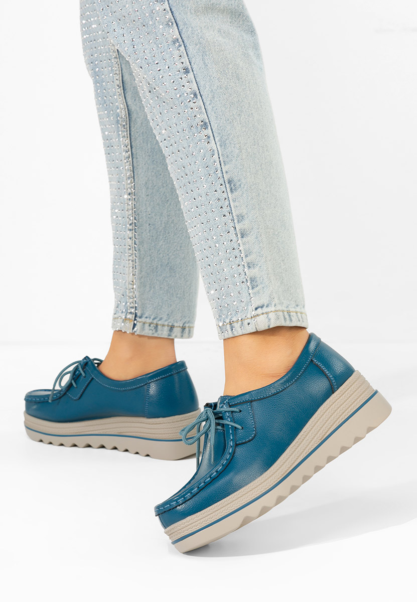 Mocassins femme à plateforme bleus Evelinia