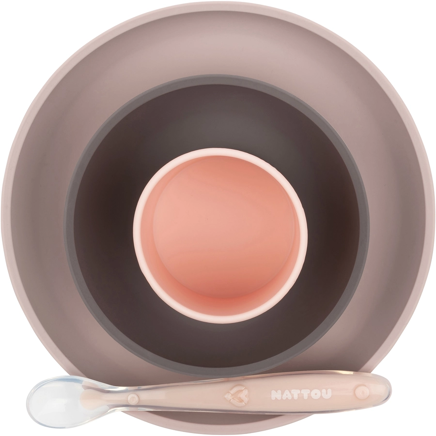 Nattou Esslern Set 4 teilig rosaaubergine