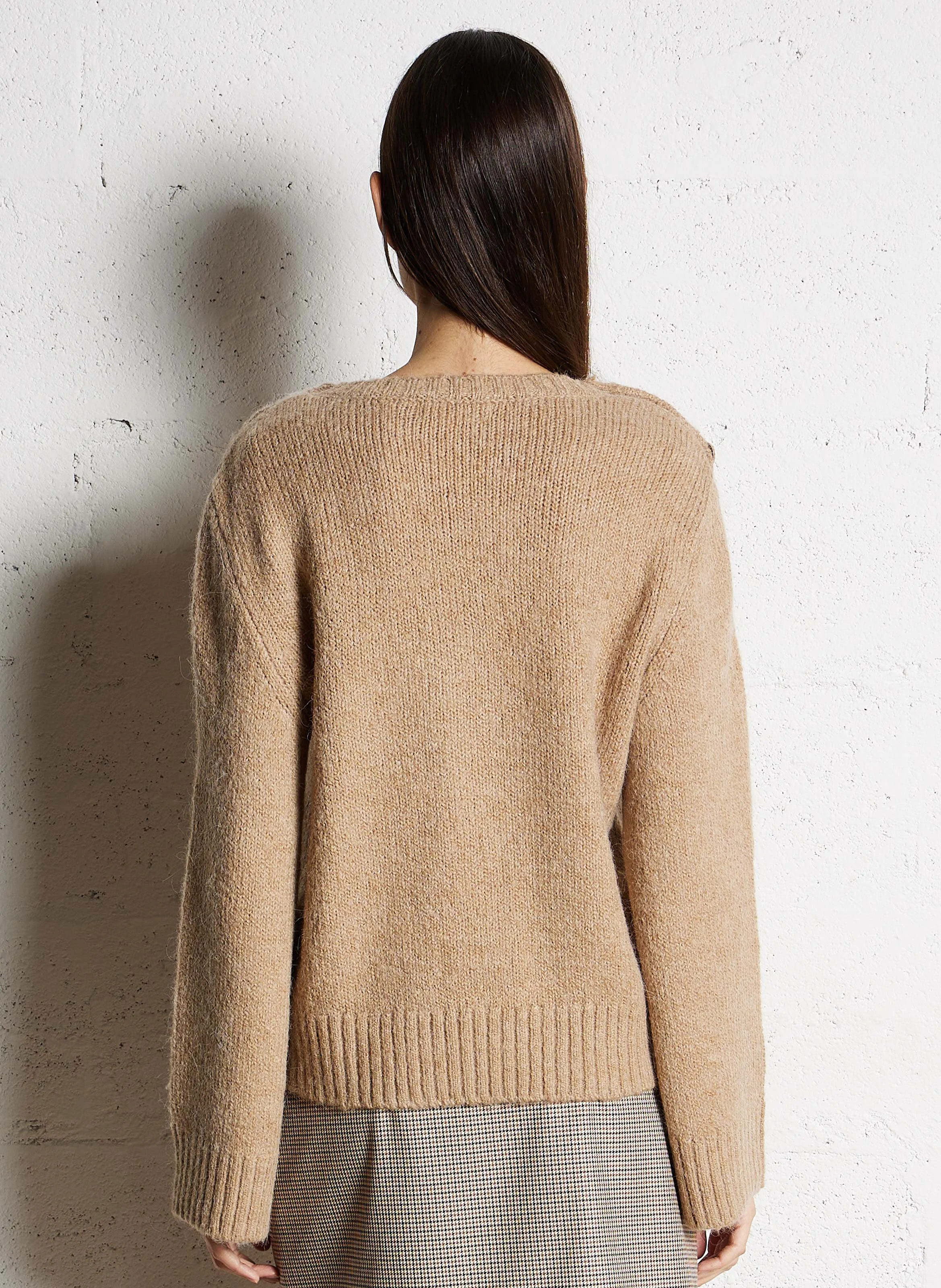 LLIONA - Pull col rond droit en maille | Beige