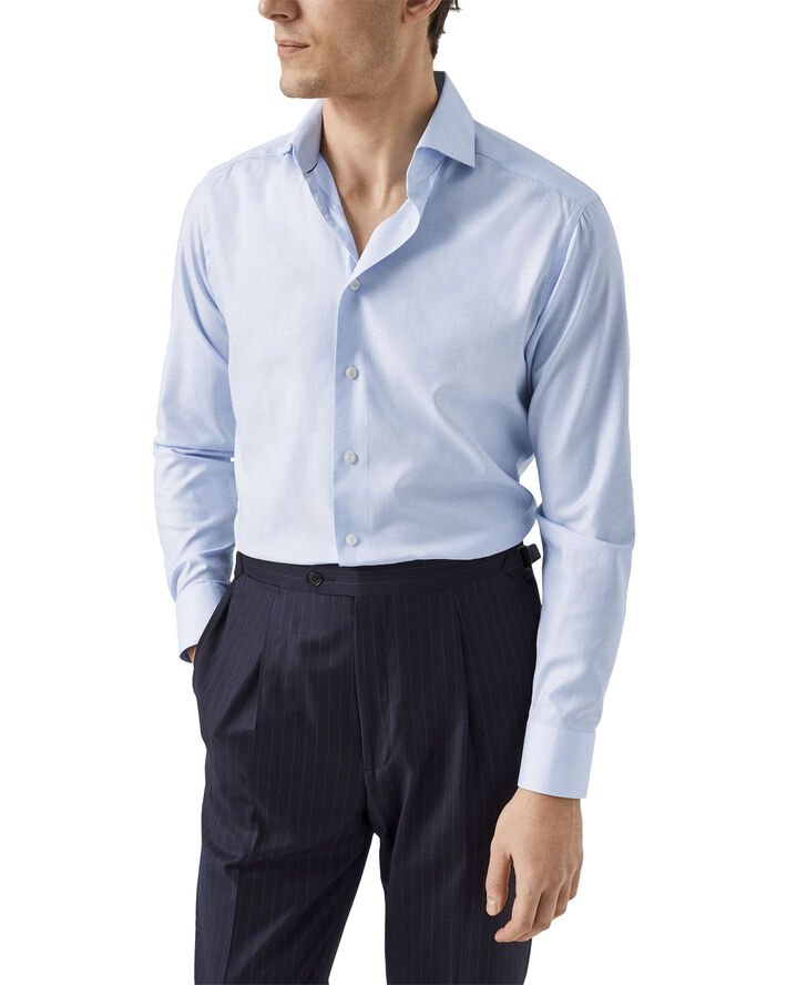 ETON Contemporary Fit Light Blue Melange Semi Solid Fine Twill Shirt Lyseblå