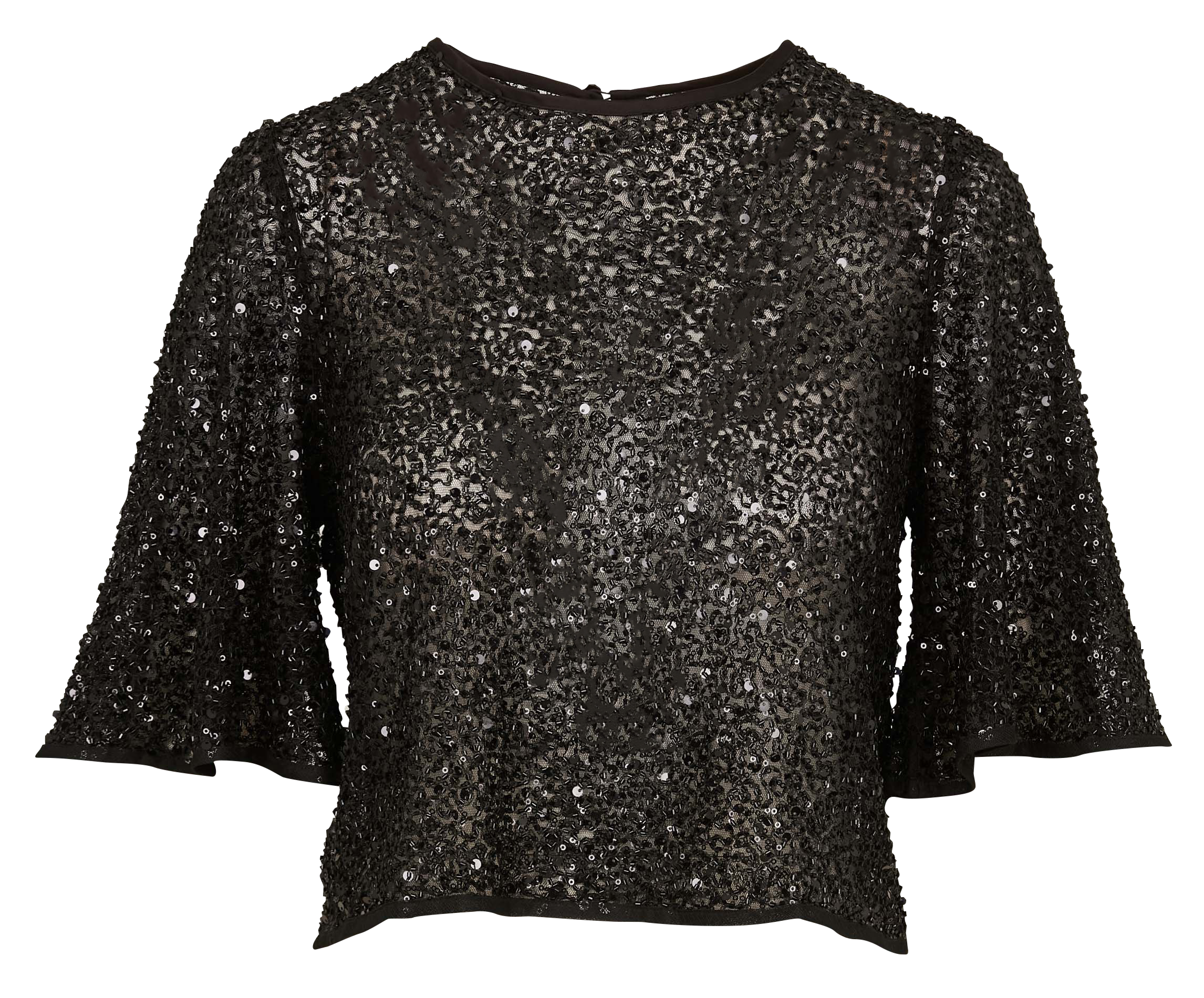 BLING - Top droit brodé | Noir