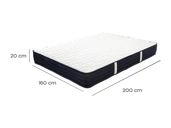 Matelas DORA Queen Size 160x200 cm, réversible en mousse mémoire de forme haute adaptabilité et ergonomique, indépendance du couchage, épaisseur 20cm