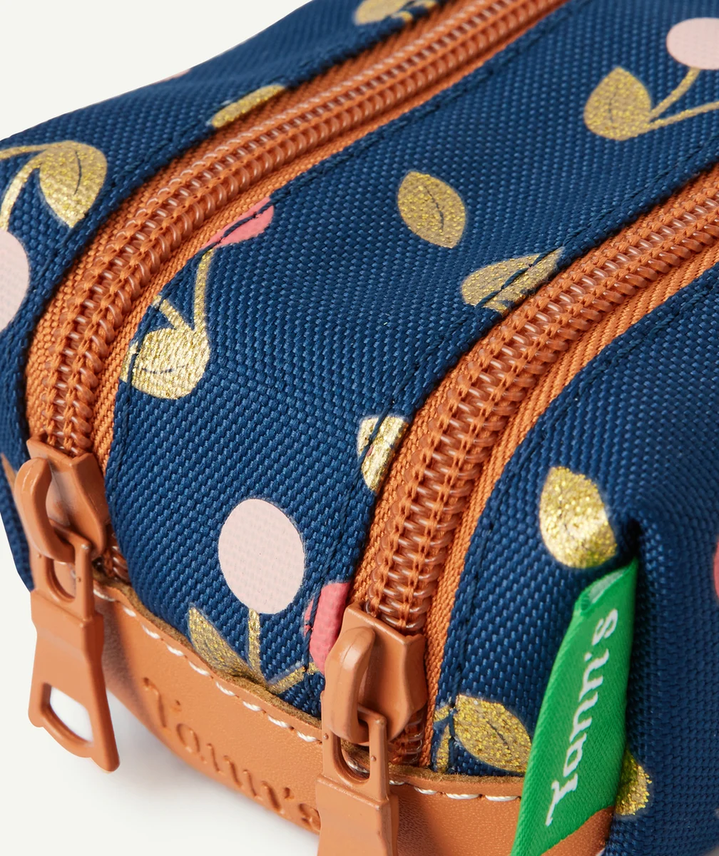 TANN'SLA TROUSSE SCOLAIRE DOUBLE ALEXA BLEUE IMPRIMÉE CERISES