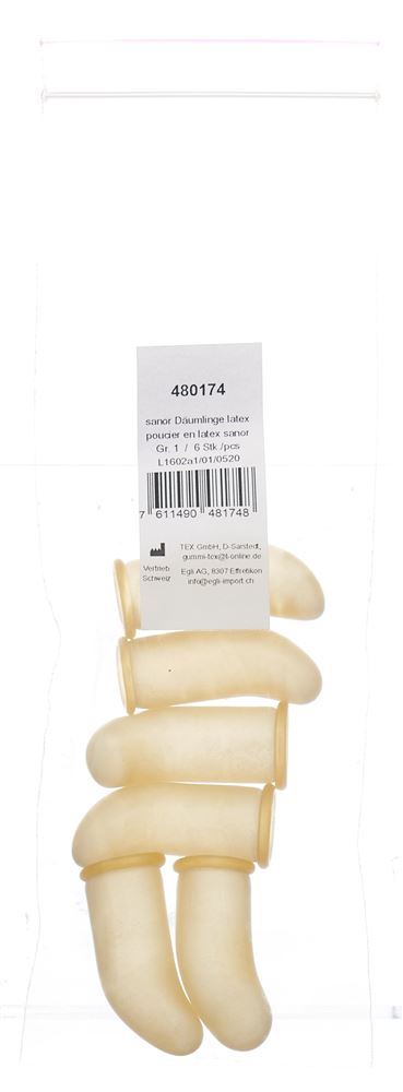 SANOR Däumling Latex Gr1 Btl 6 Stk