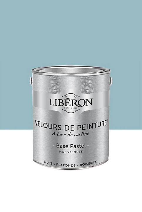 Peinture multisupport murs, plafonds et boiseries Velours de peinture bleu aigue marine Libéron 2,5L