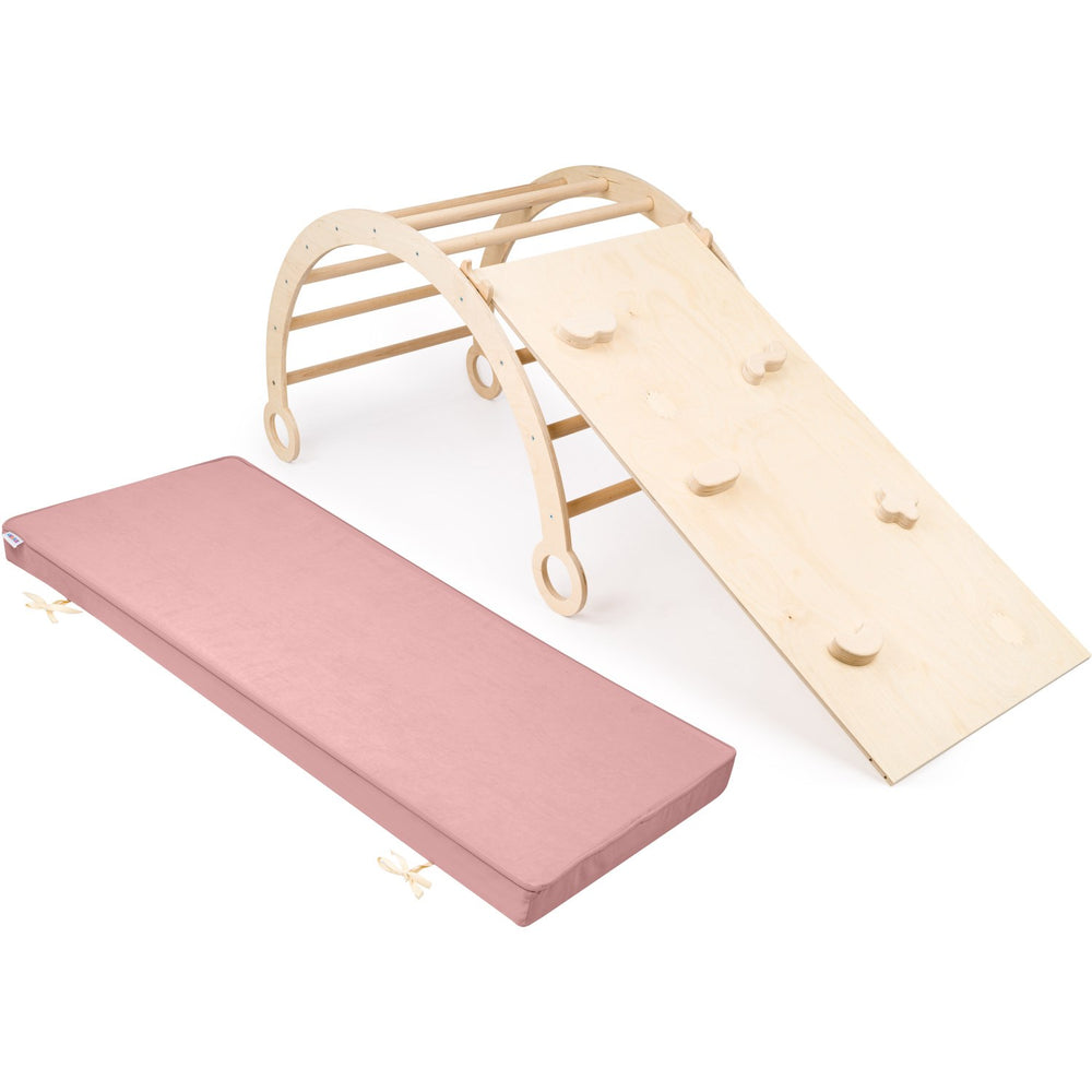 Køb Woobiboo Natural Montessori Rocker Med Pink Madras Og Slide-Climber XL