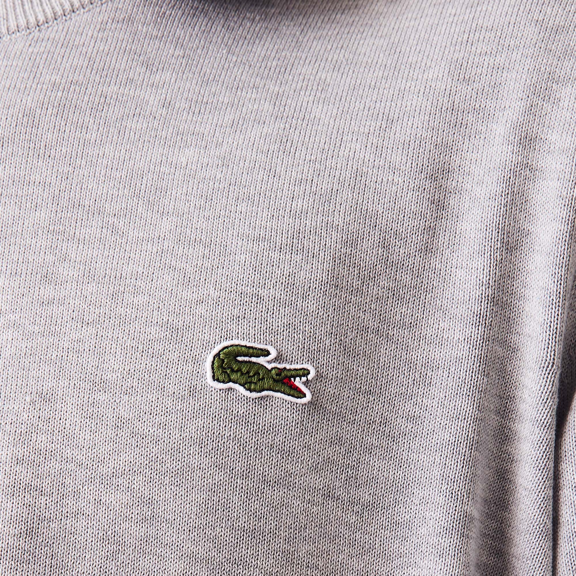 Pull à col rond en coton uni Pullovers - Gris - Lacoste - Homme