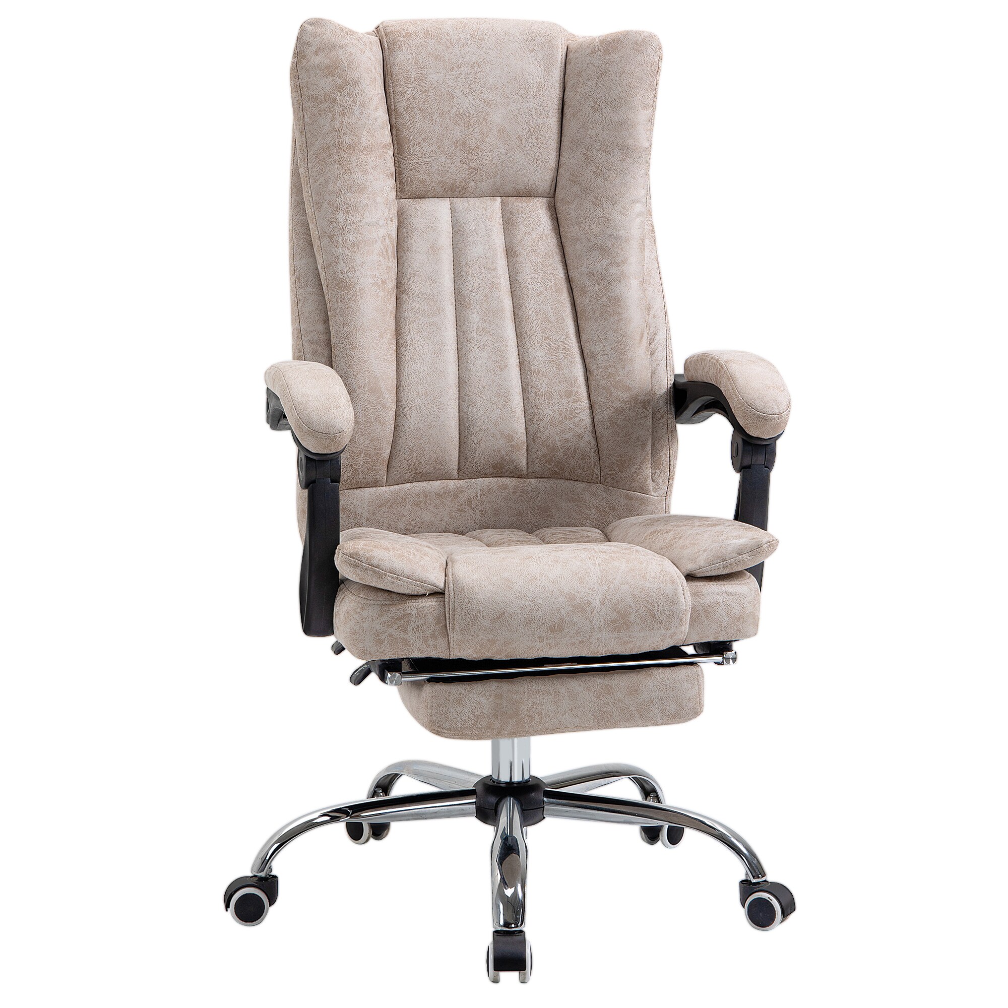 Vinsetto Bürosessel mit Wippfunktion, ergonomisch, Kunstleder Schwarz/Beige 63 x 71 x 110-118 cm (BxTxH)