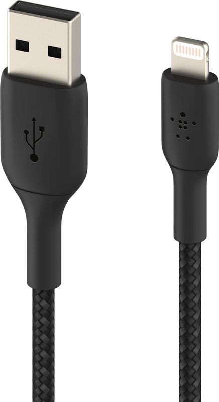 Belkin - Braided BoostCharge - Lightning naar USB Kabel - Zwart - 15 cm