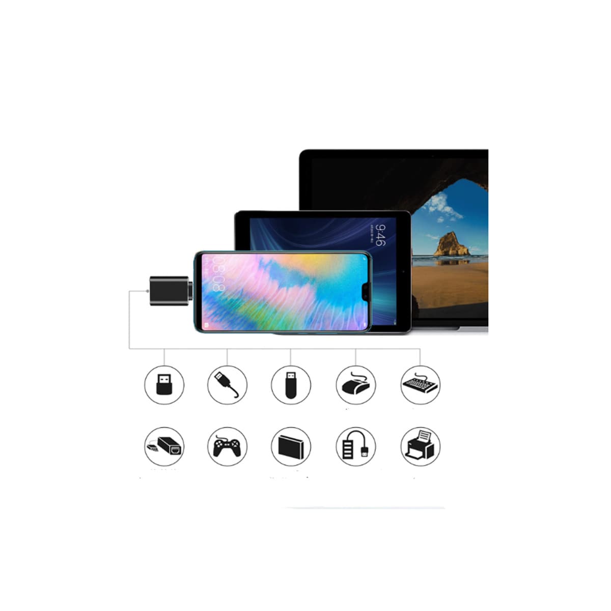 USB-C til USB 3.1-adapter Sort