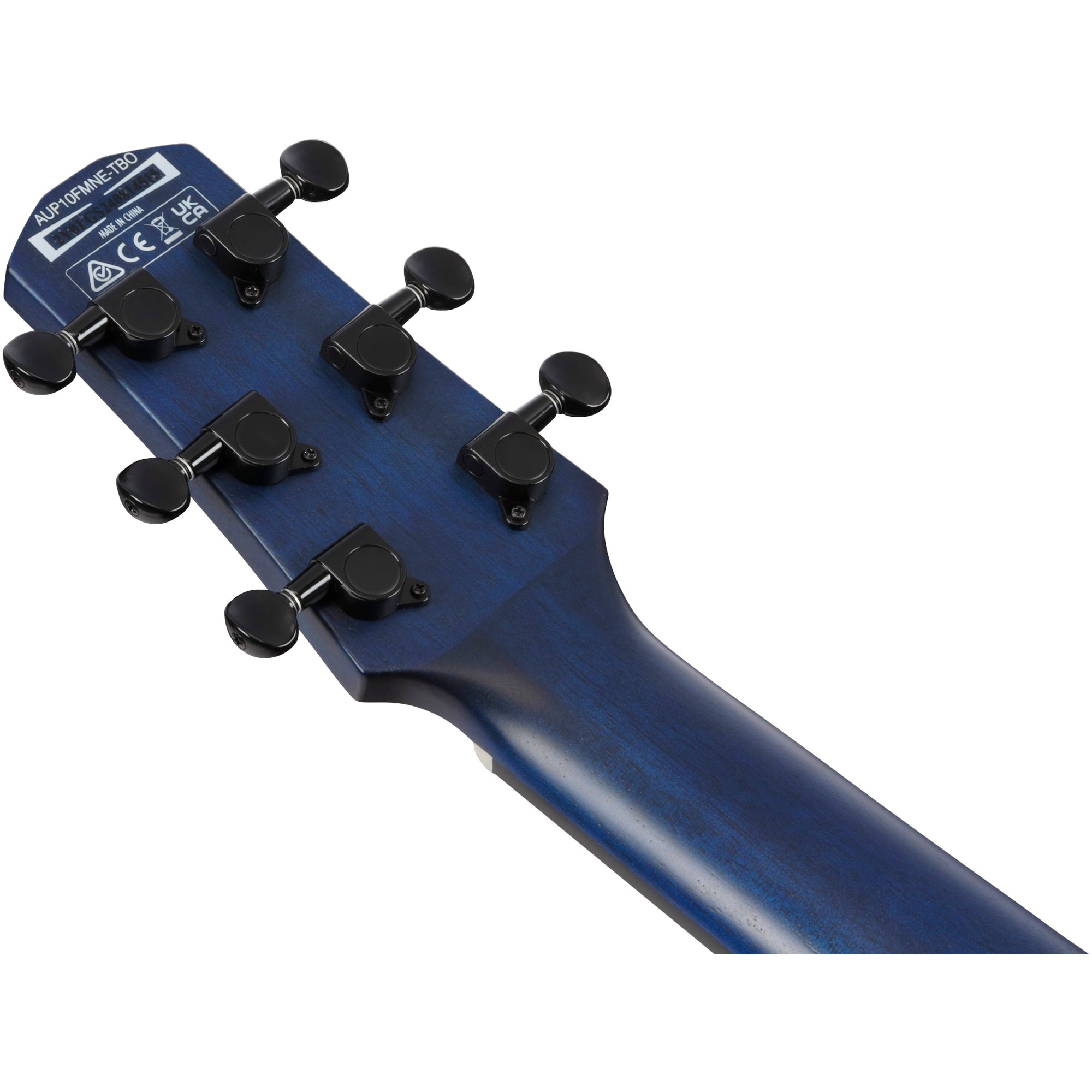 Ibanez AUP10FMNE Transparent Blue Sunburst Open Pore guitalele met gigbag