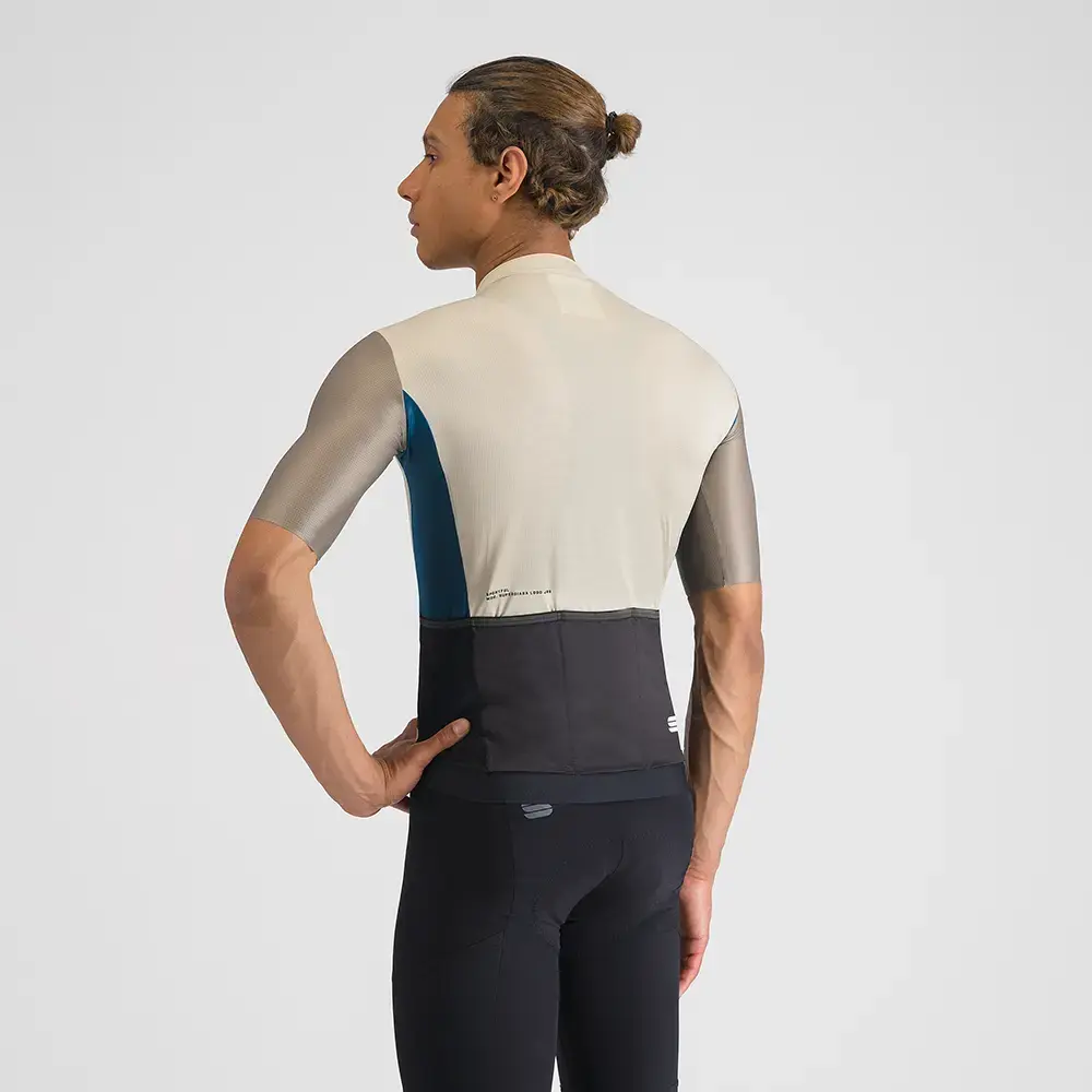 Sportful Supergiara Logo Fietsshirt Korte Mouwen Beige/Olijfgroen Heren