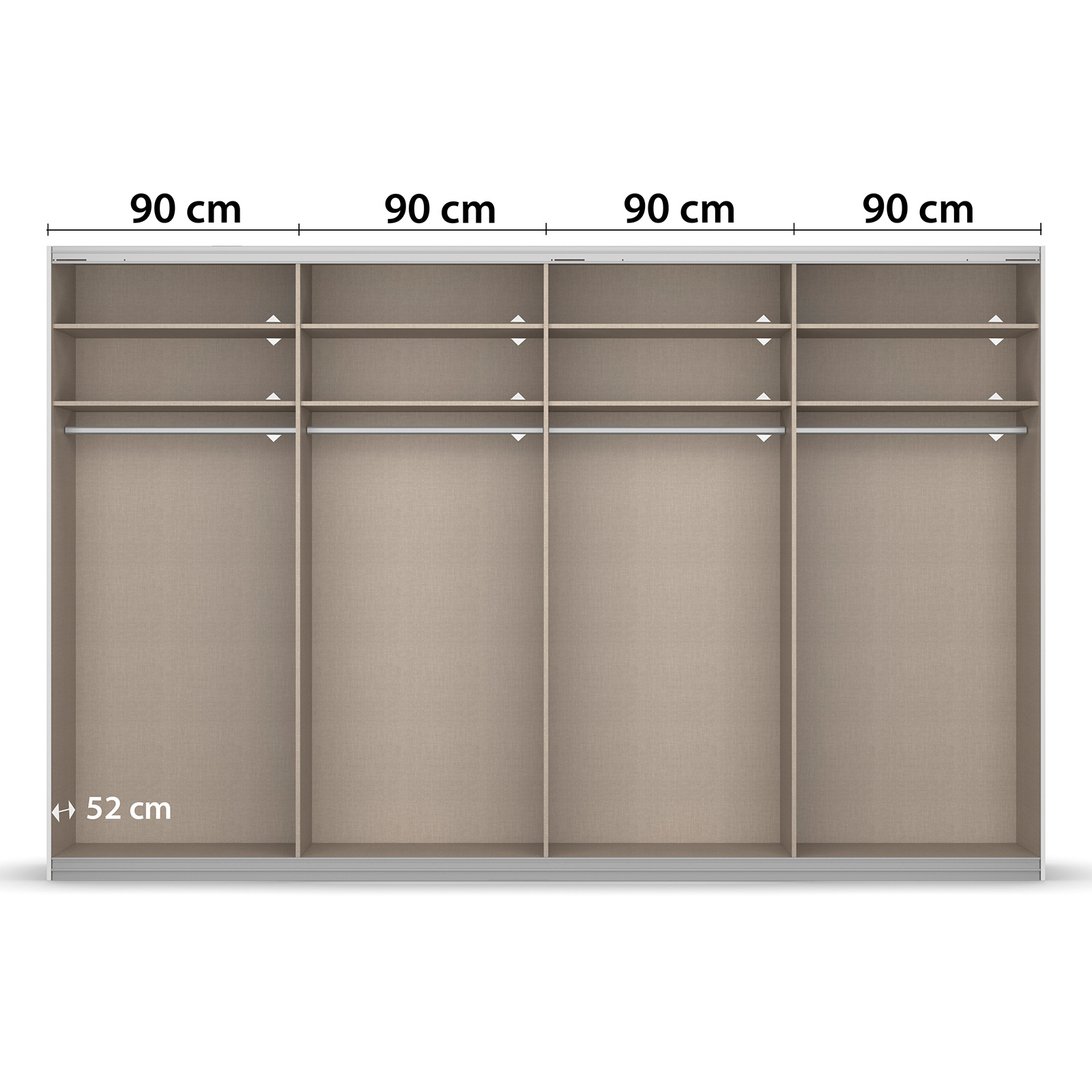Schwebetürenschrank - Alpinweiß - 4-türig - 360 cm