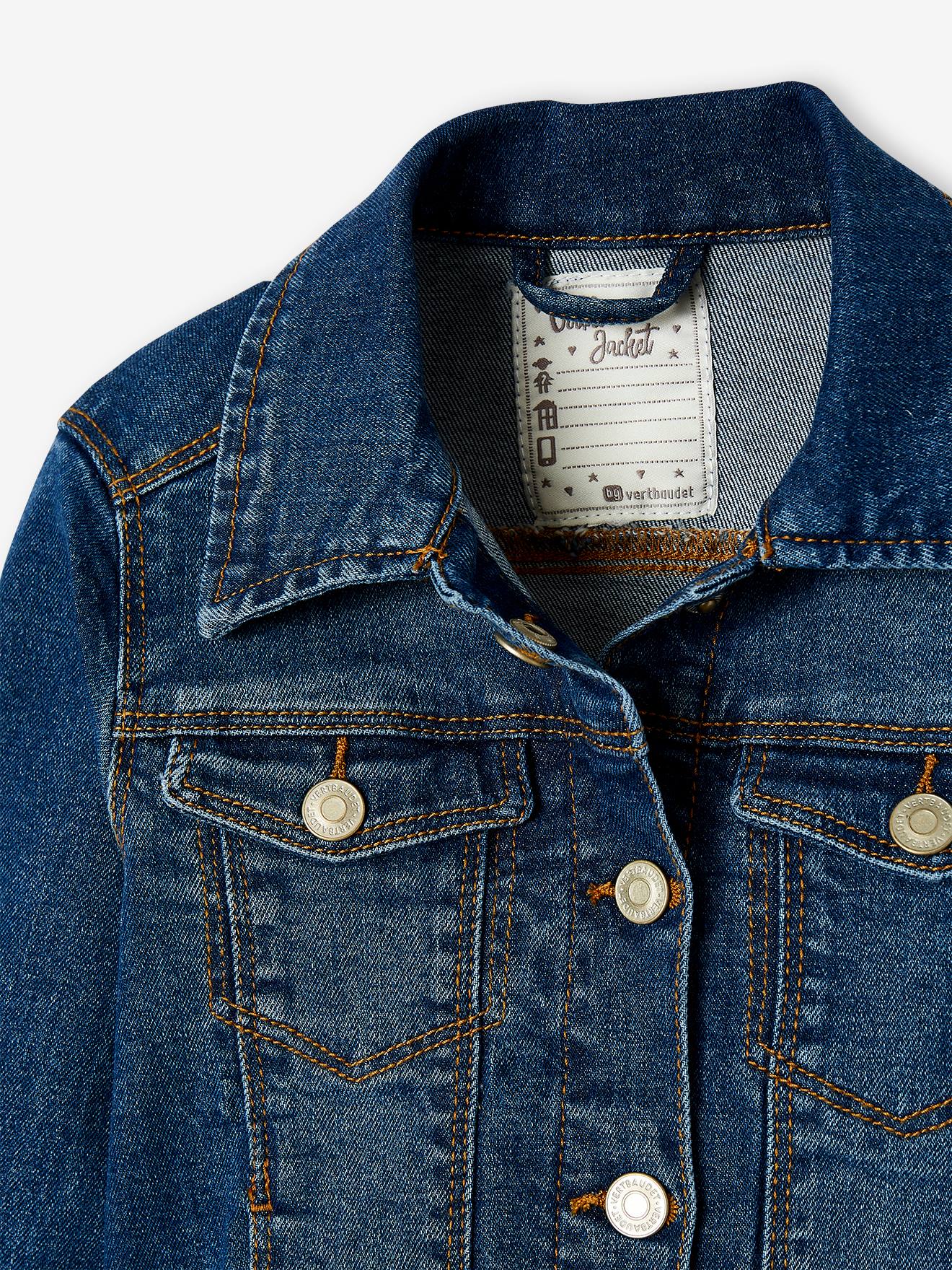 Jaqueta jeans personalizável para meninas, cor pedra