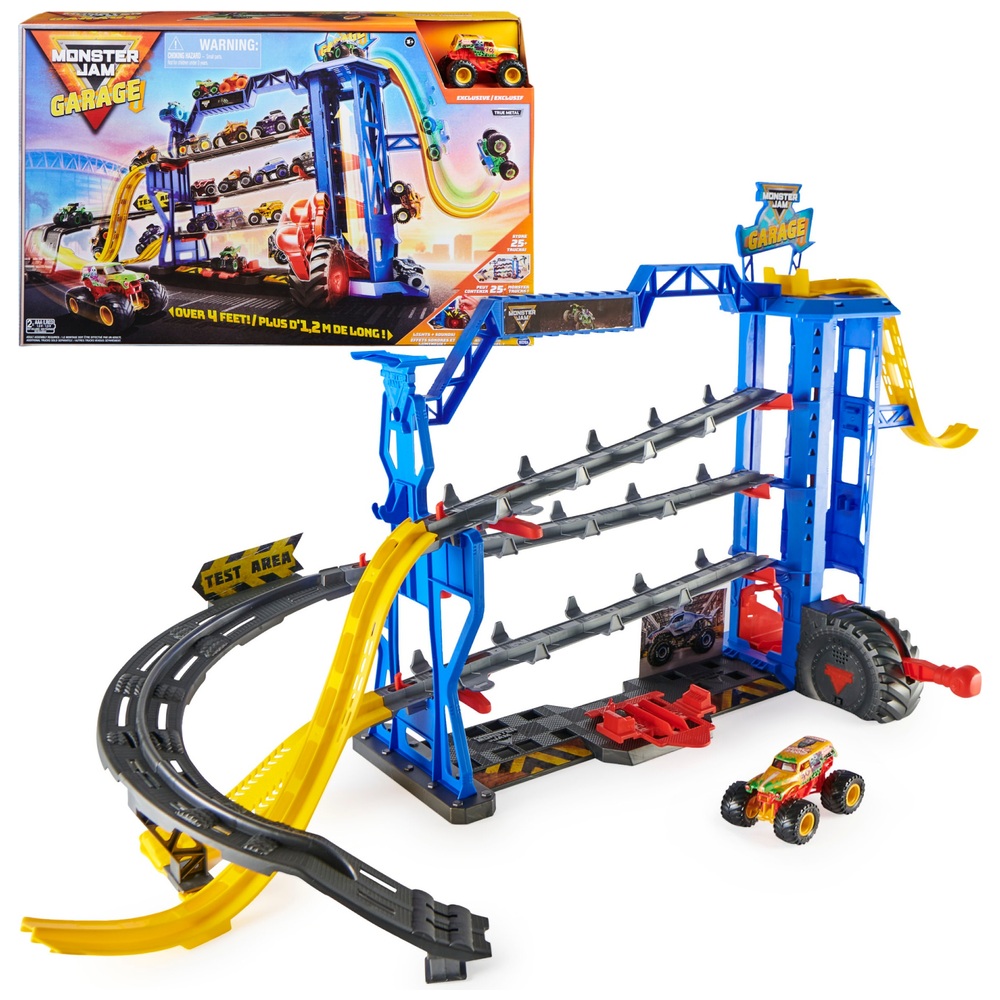 Monster Jam Garagen-Spielset mit 1:64 Grave Digger