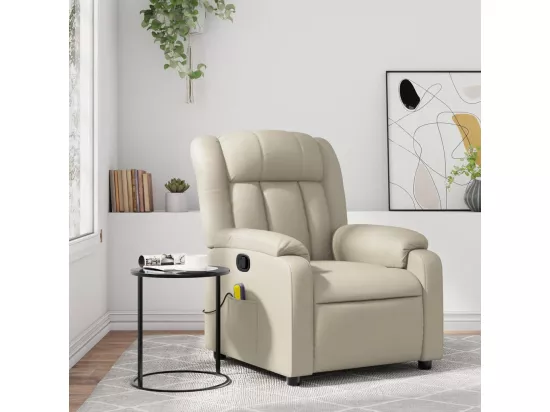 Fauteuil inclinable massant Crème Similicuir