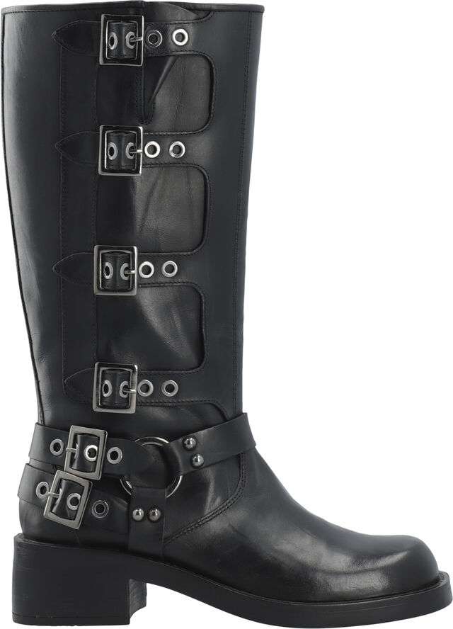 Bianco BIAHARPER Buckle Biker Boot Pull Up Leather Black