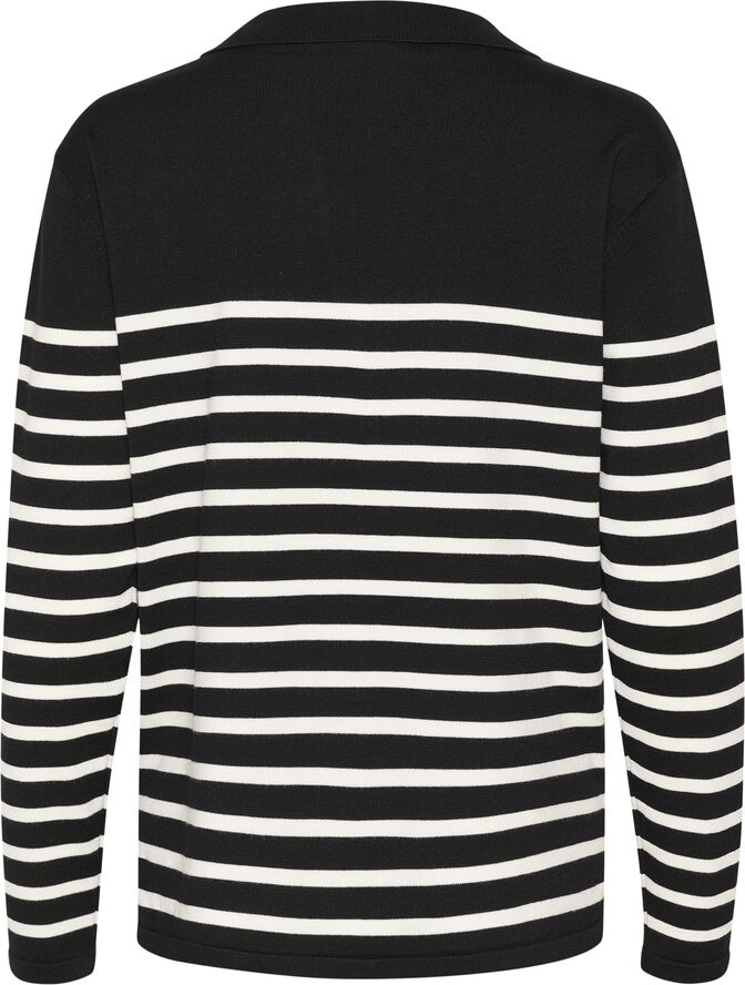 Saint Tropez MilaSZ Striped Polo Pullover Black mila stripe