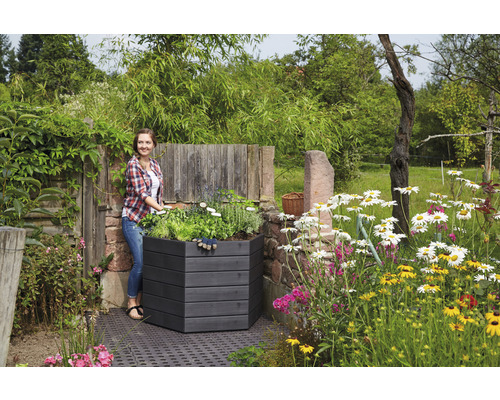 Klassieke verhoogde tuinbak GARANTIA ERGO verhoogde tuinbak L 75 incl. Flora waterbesparend systeem 110 x 110 x 75 cm hout